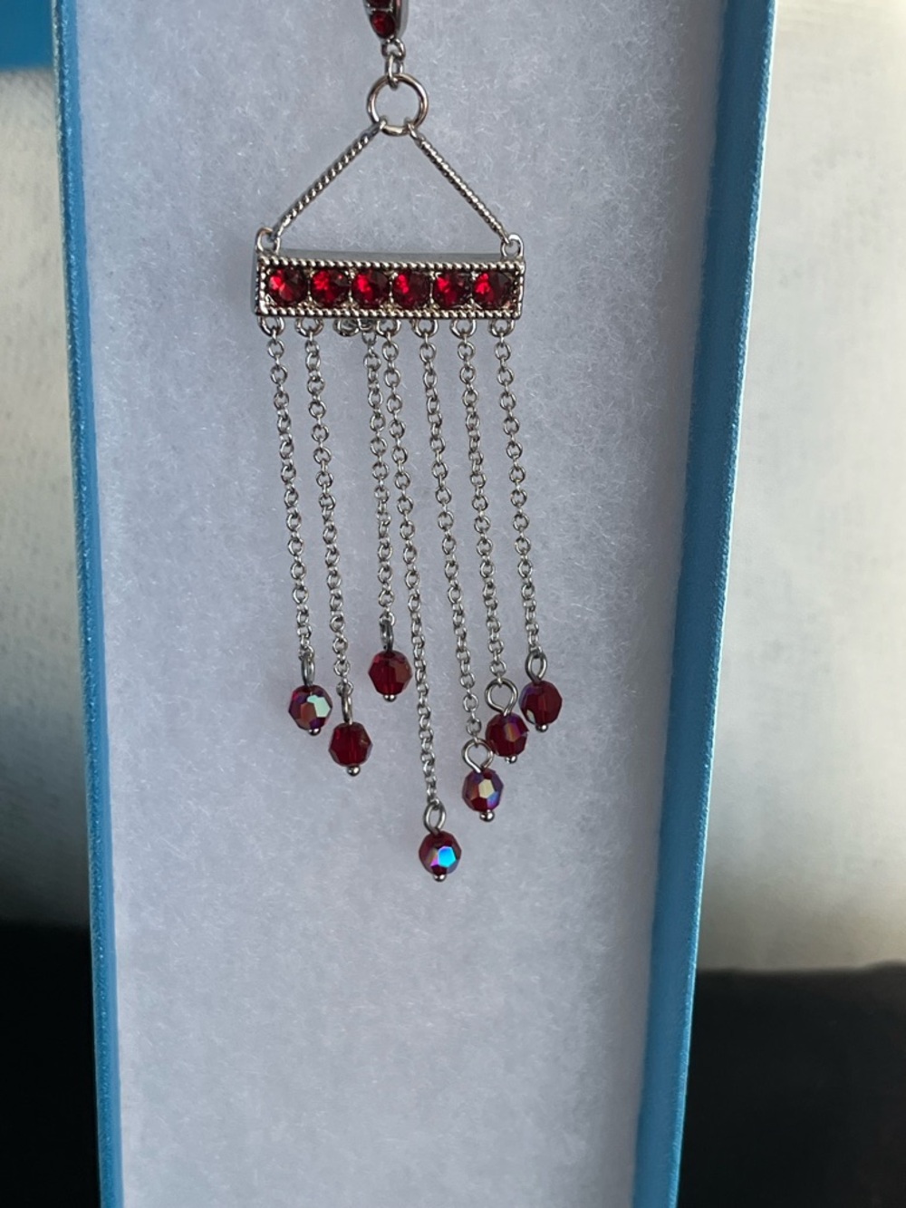 Touchstone Crystal $119 RT Value Red Siam Fringe Benefits Pendant Necklace - Picture 12 of 16